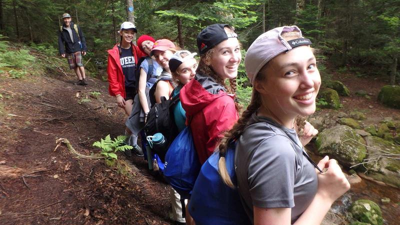 Picture of group of student campers hiking