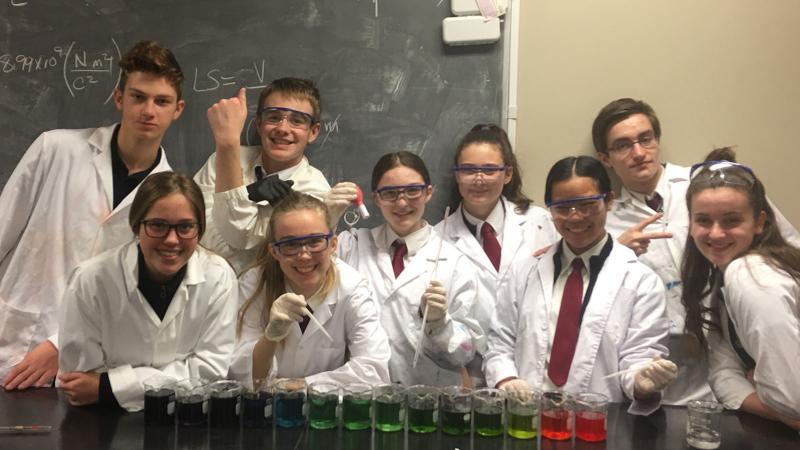 Picture of a group of students in a science lab