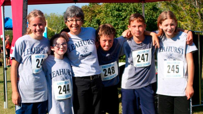 Picture of students wearing their tags during a run