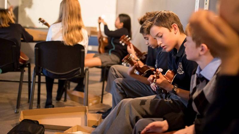 Picture of student attending music class