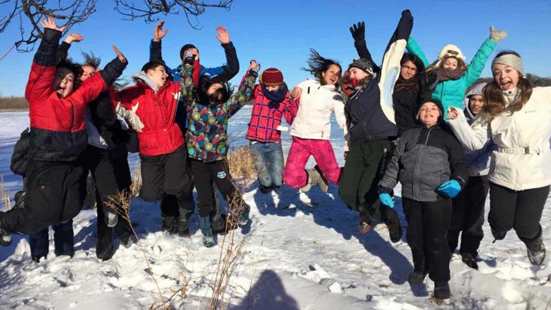 Picture of students outdoors in the snow