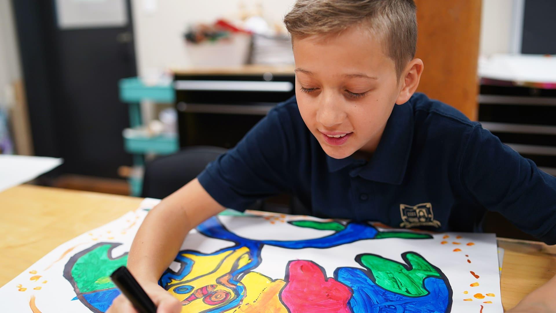 Picture of a student drawing in art class.